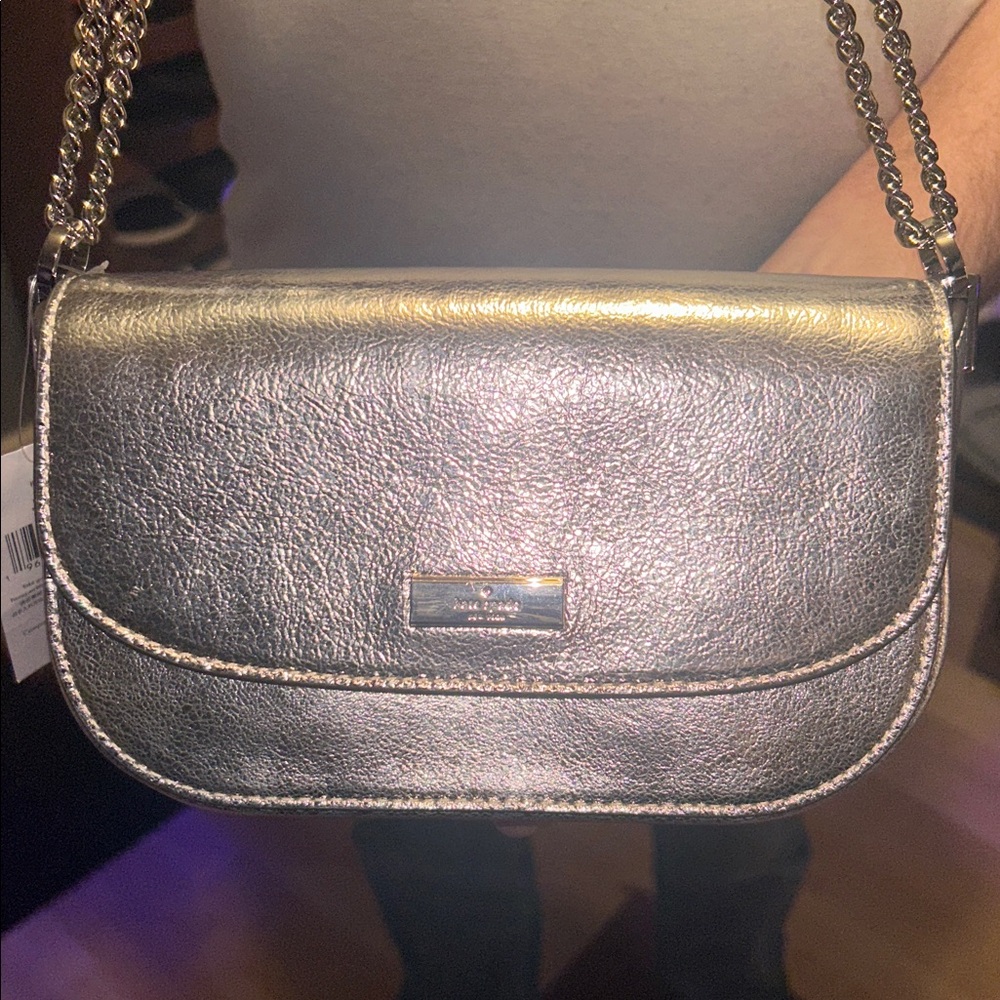 🩶BRAND NEW WITH TAGS🩶Kate Spade Metallic Silver Shoulder Bag